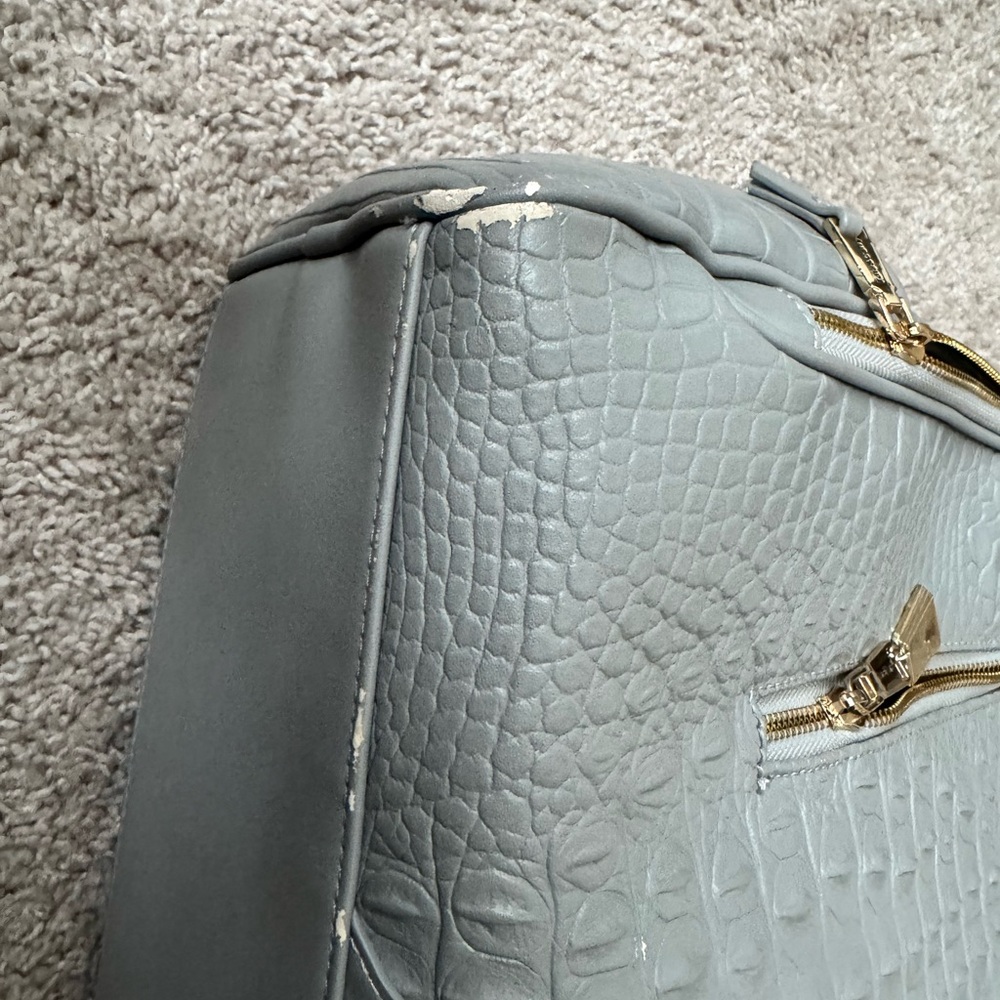 Gray Textured Backpack with Gold Hardware - Picture 6 of 8